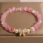 Fortune Jewel Cherry Blossom Pink Cat's Eye Pearl Bow-knot Rosette Support Bracelet