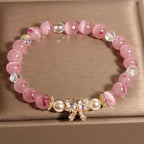 Fortune Jewel Cherry Blossom Pink Cat's Eye Pearl Bow-knot Rosette Support Bracelet
