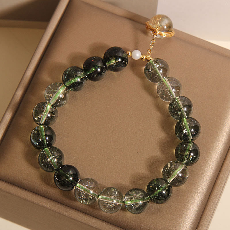 Fortune Jewel Natural Green Phantom Crystal Lucky Bracelet