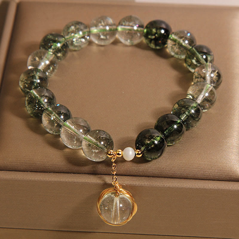 Fortune Jewel Natural Green Phantom Crystal Lucky Bracelet