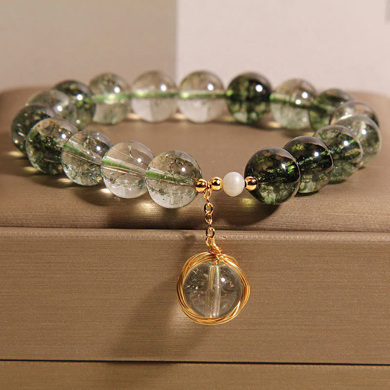 Fortune Jewel Natural Green Phantom Crystal Lucky Bracelet