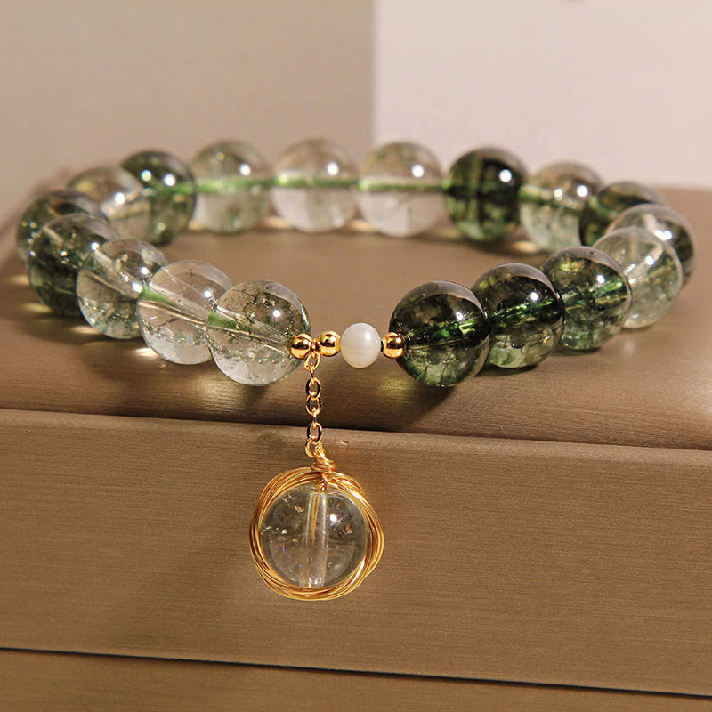 Fortune Jewel Natural Green Phantom Crystal Lucky Bracelet