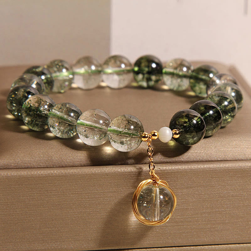 Fortune Jewel Natural Green Phantom Crystal Lucky Bracelet