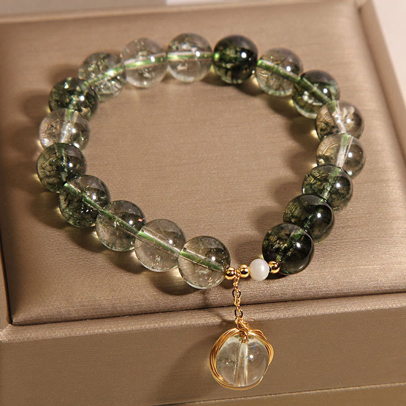 Fortune Jewel Natural Green Phantom Crystal Lucky Bracelet