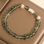 Fortune Jewel Natural Green Phantom Pearl Shell Cat Head Lucky Bracelet