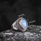 Fortune Jewel 925 Sterling Silver Handmade Natural Moonstone Healing Adjustable Ring