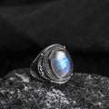 Fortune Jewel 925 Sterling Silver Handmade Natural Moonstone Healing Adjustable Ring