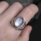 Fortune Jewel 925 Sterling Silver Handmade Natural Moonstone Healing Adjustable Ring