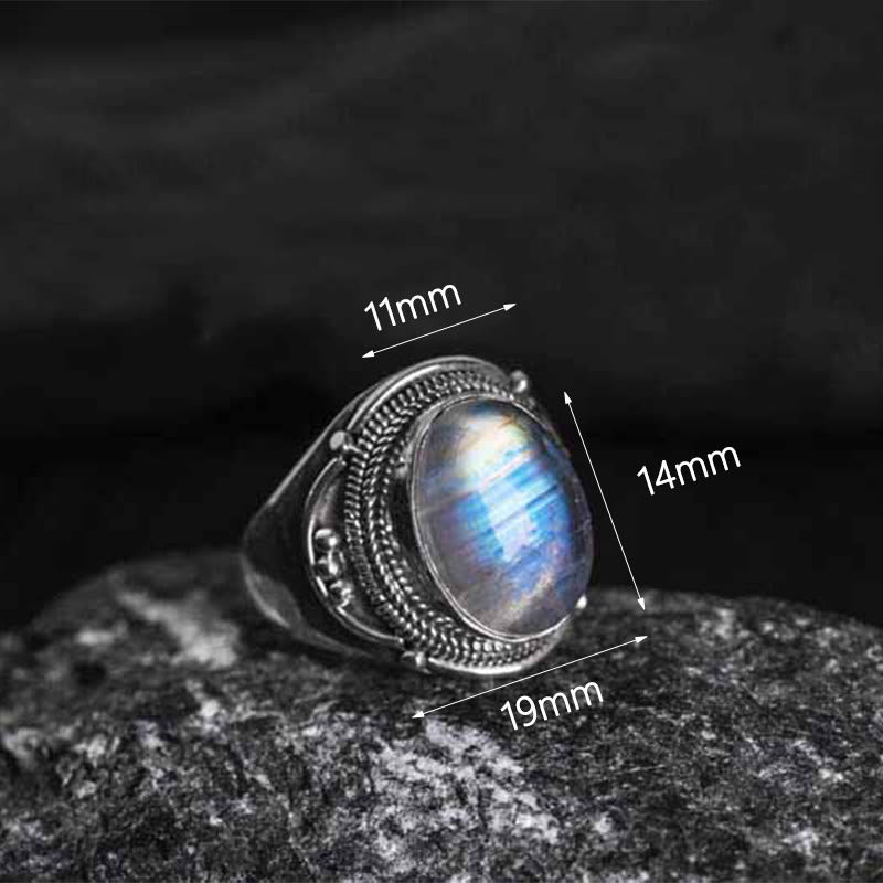 Fortune Jewel 925 Sterling Silver Handmade Natural Moonstone Healing Adjustable Ring