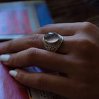 Fortune Jewel 925 Sterling Silver Handmade Natural Rose Quartz Loving Energy Adjustable Ring
