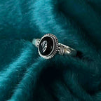 Fortune Jewel 925 Sterling Silver Handmade Black Onyx Fortune Adjustable Ring