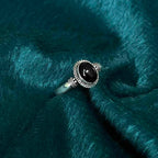 Fortune Jewel 925 Sterling Silver Handmade Black Onyx Fortune Adjustable Ring