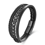 Fortune Jewel Braided Design Titanium Steel Calm Multi-layer Leather Buckle Bracelet