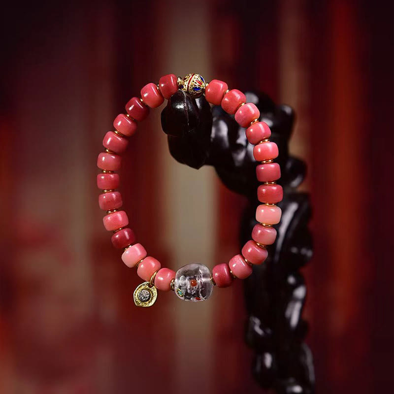 Fortune Jewel Tibetan Camel Bone Red Agate Luck Bracelet