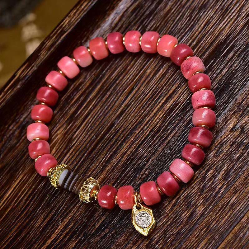 Fortune Jewel Tibetan Camel Bone Red Agate Luck Bracelet
