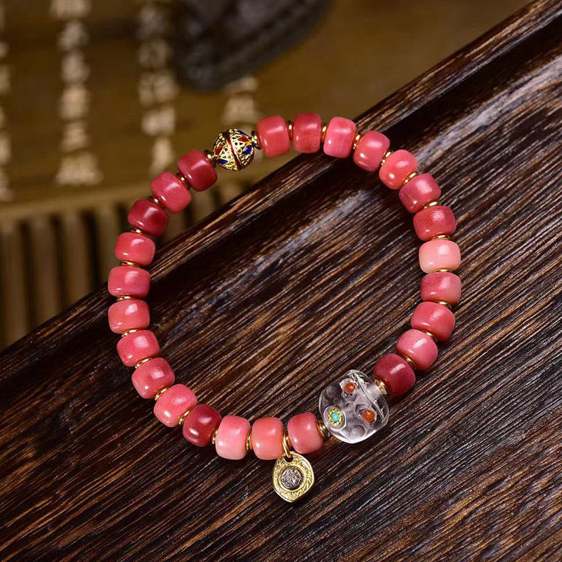 Fortune Jewel Tibetan Camel Bone Red Agate Luck Bracelet