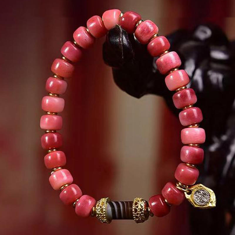 Fortune Jewel Tibetan Camel Bone Red Agate Luck Bracelet
