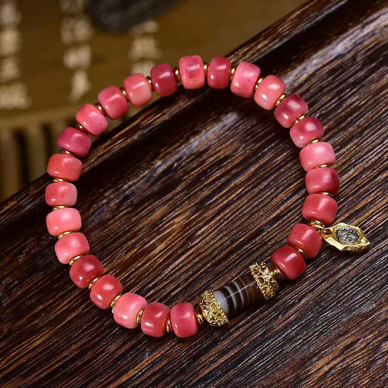 Fortune Jewel Tibetan Camel Bone Red Agate Luck Bracelet