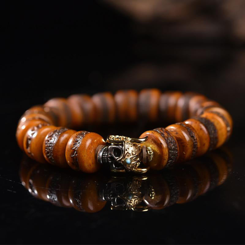 Fortune Jewel Vintage Tibetan Bone Beads Skull Balance Bracelet