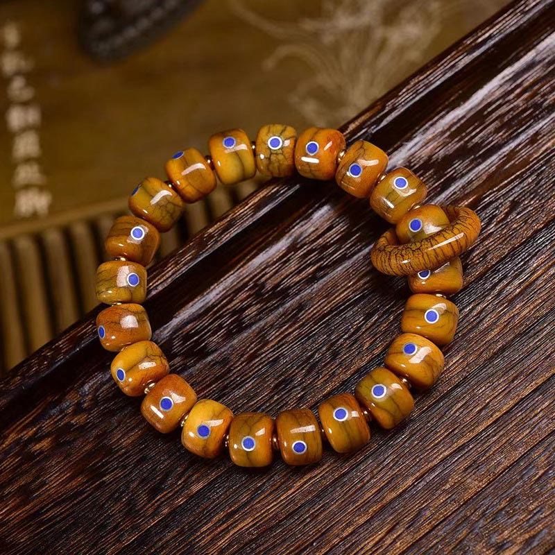 Fortune Jewel Vintage Tibetan Bone Beads Lazurite Balance Braided Rope Bracelet