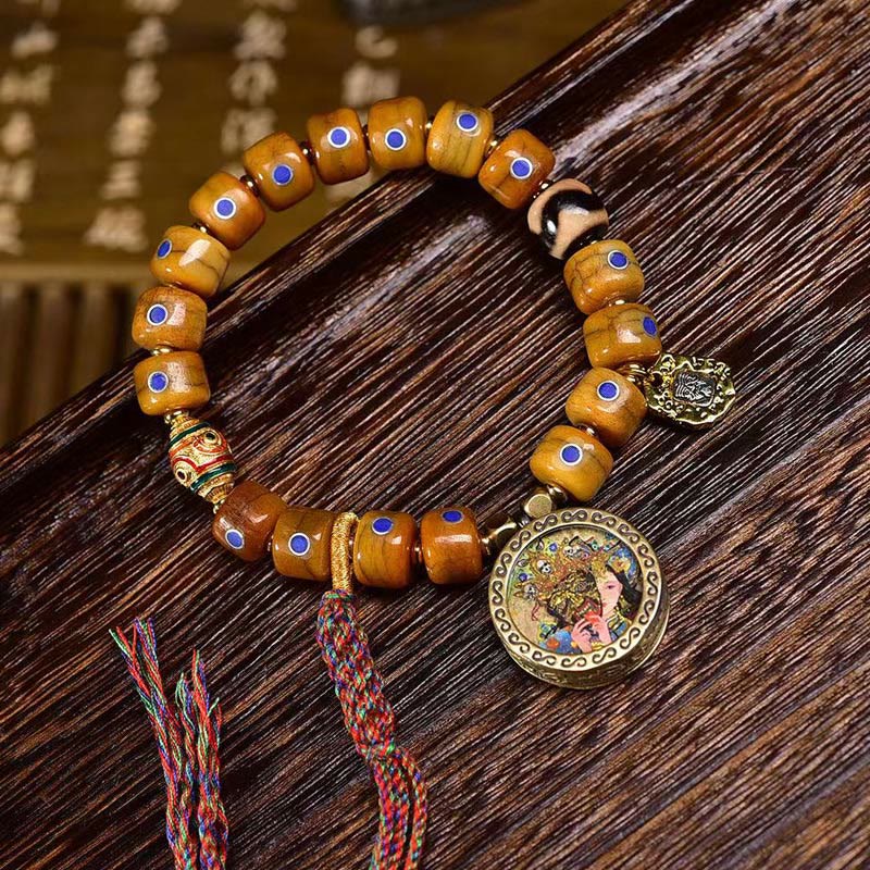 Fortune Jewel Vintage Tibetan Bone Beads Braided Rope Positive Balance Bracelet