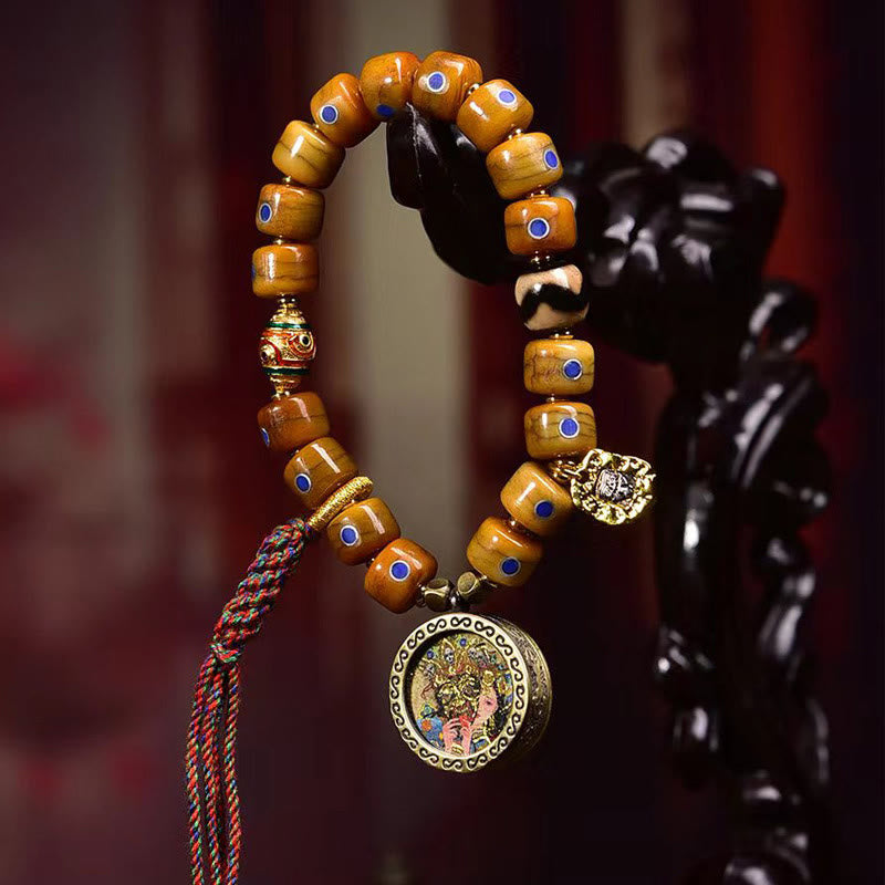 Fortune Jewel Vintage Tibetan Bone Beads Braided Rope Positive Balance Bracelet