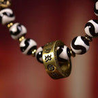Fortune Jewel Vintage Tibetan Dzi Bead Om Mani Padme Hum Blessings Bracelet