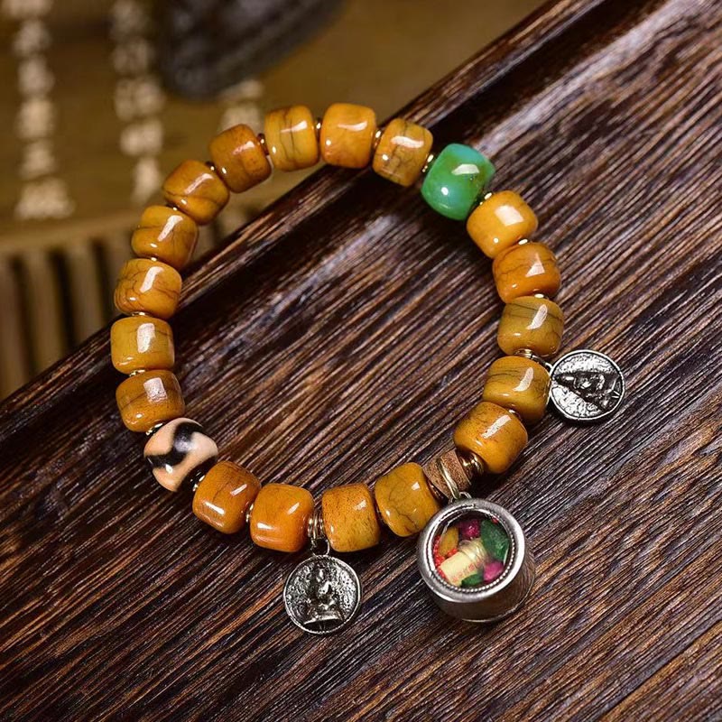 Fortune Jewel Vintage Tibetan Bone Beads Dzi Bead Cute Fox Balance Bracelet