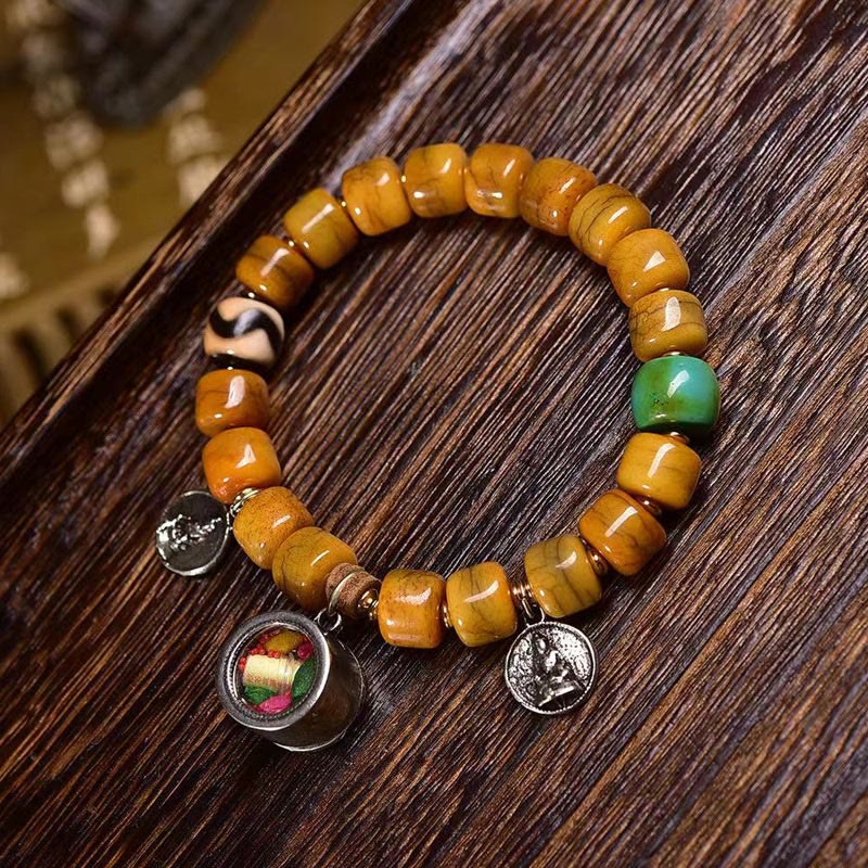 Fortune Jewel Vintage Tibetan Bone Beads Dzi Bead Cute Fox Balance Bracelet