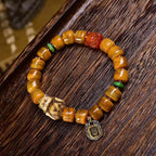 Fortune Jewel Vintage Tibetan Bone Beads Dzi Bead Cute Fox Balance Bracelet