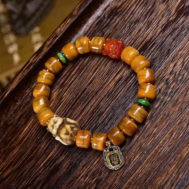Fortune Jewel Vintage Tibetan Bone Beads Dzi Bead Cute Fox Balance Bracelet