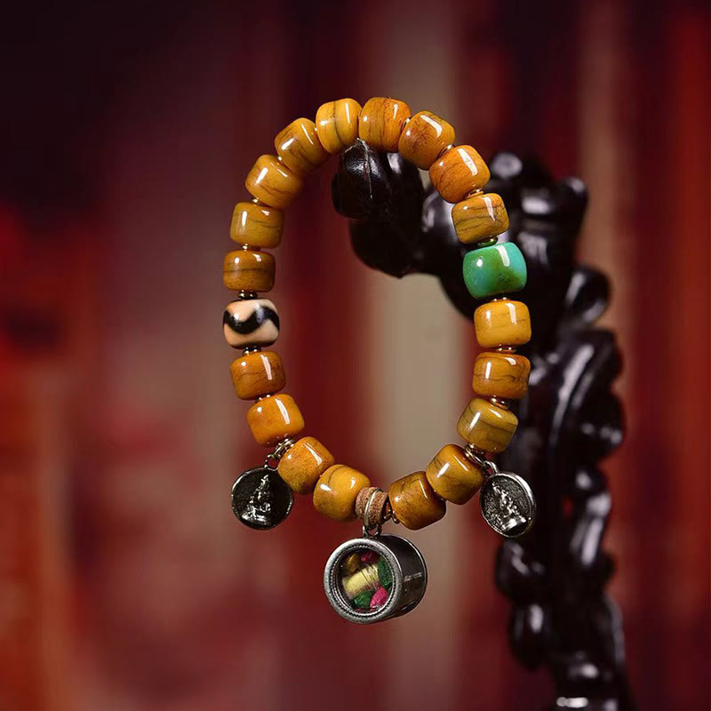 Fortune Jewel Vintage Tibetan Bone Beads Dzi Bead Cute Fox Balance Bracelet