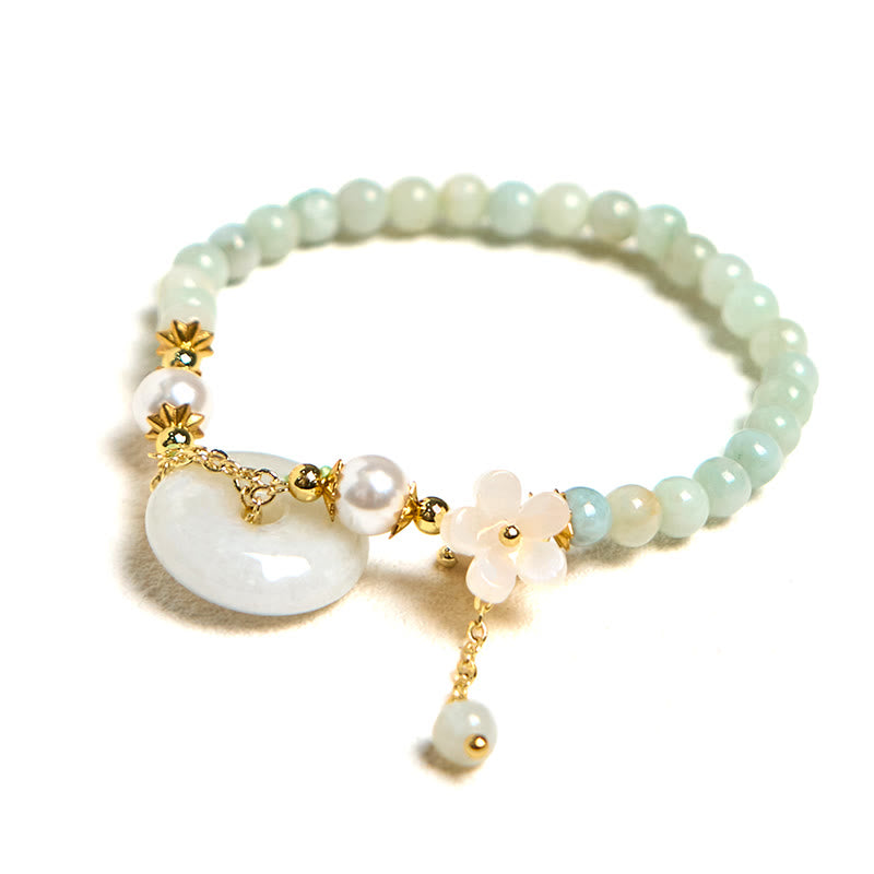 Fortune Jewel Jade Peace Buckle Beads Flower Prosperity Bracelet