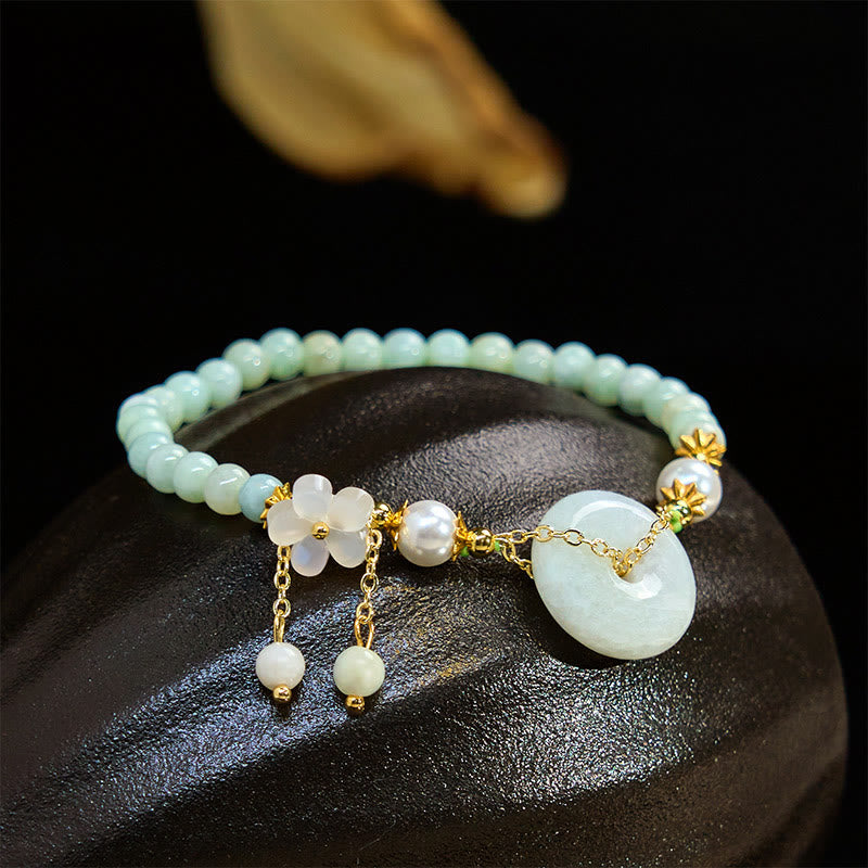 Fortune Jewel Jade Peace Buckle Beads Flower Prosperity Bracelet