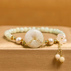 Fortune Jewel Jade Peace Buckle Beads Flower Prosperity Bracelet