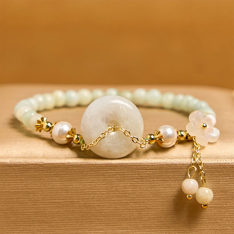 Fortune Jewel Jade Peace Buckle Beads Flower Prosperity Bracelet
