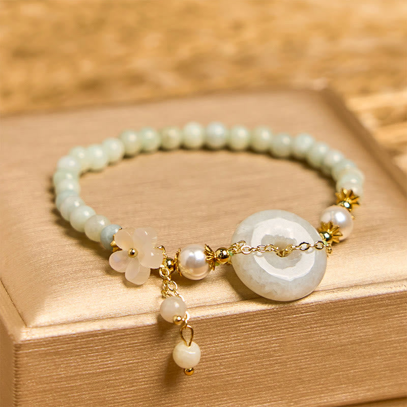 Fortune Jewel Jade Peace Buckle Beads Flower Prosperity Bracelet