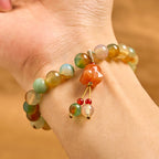 Buddha Stones Natural Colorful Peacock Agate Butterfly Peace Buckle Lily Of The Valley Support Bracelet
