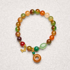 Buddha Stones Natural Colorful Peacock Agate Butterfly Peace Buckle Lily Of The Valley Support Bracelet