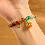 Buddha Stones Natural Colorful Peacock Agate Butterfly Peace Buckle Lily Of The Valley Support Bracelet