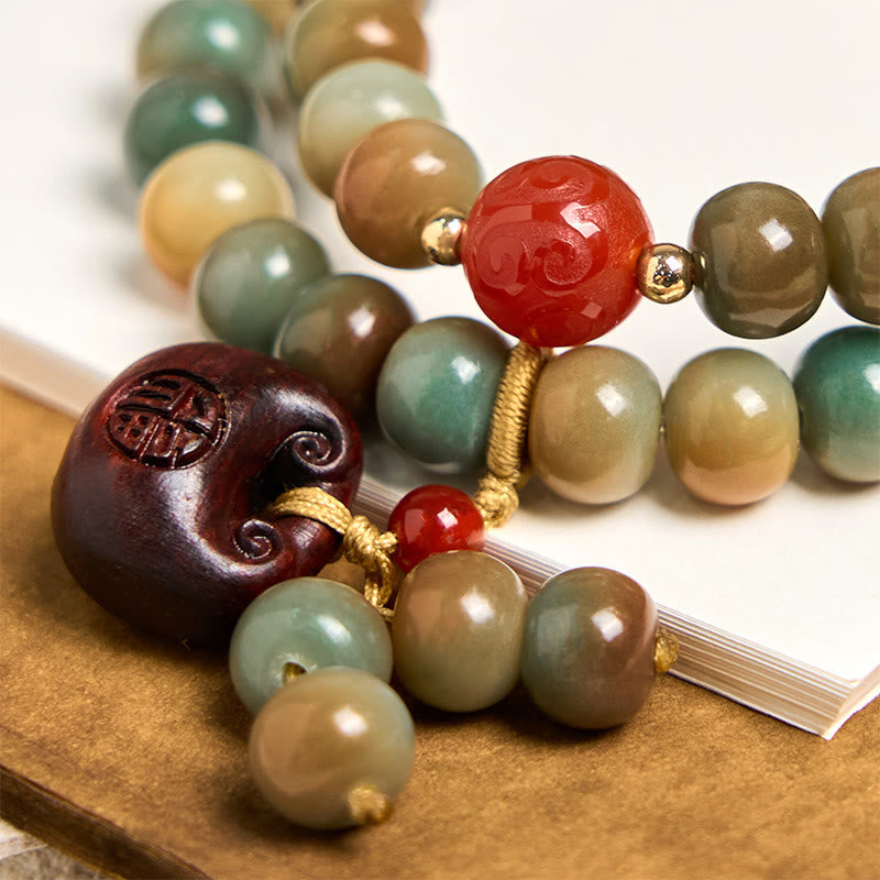 Fortune Jewel Colorful Bodhi Seed Harmony Double Wrap Bracelet