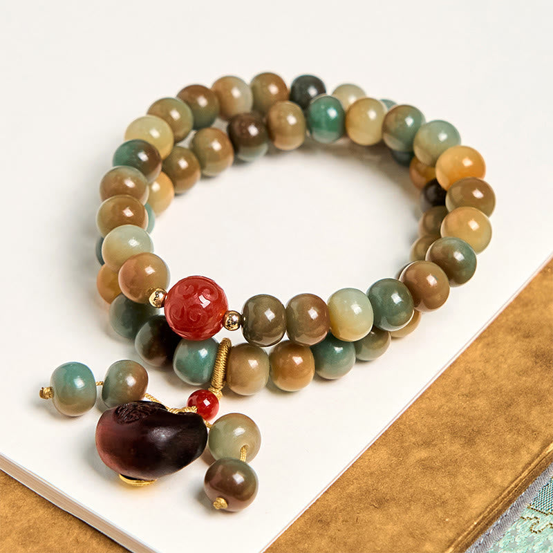 Fortune Jewel Colorful Bodhi Seed Harmony Double Wrap Bracelet