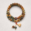Fortune Jewel Colorful Bodhi Seed Lotus Pod Charm Peace Double Wrap Bracelet