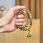 Fortune Jewel Colorful Bodhi Seed Lotus Pod Charm Peace Double Wrap Bracelet