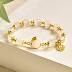 Fortune Jewel Red Agate Chalcedony Rabbit Fu Character Confidence Bracelet