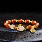 Fortune Jewel Red Agate Chalcedony Rabbit Fu Character Confidence Bracelet