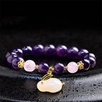 Fortune Jewel Natural Amethyst Rabbit Beads Inner Peace Bracelet