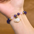 Fortune Jewel Natural Amethyst Rabbit Beads Inner Peace Bracelet