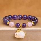 Fortune Jewel Natural Amethyst Rabbit Beads Inner Peace Bracelet