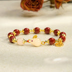 Fortune Jewel Cinnabar Cute Rabbit Bunny Fu Character Charm Blessing Bracelet